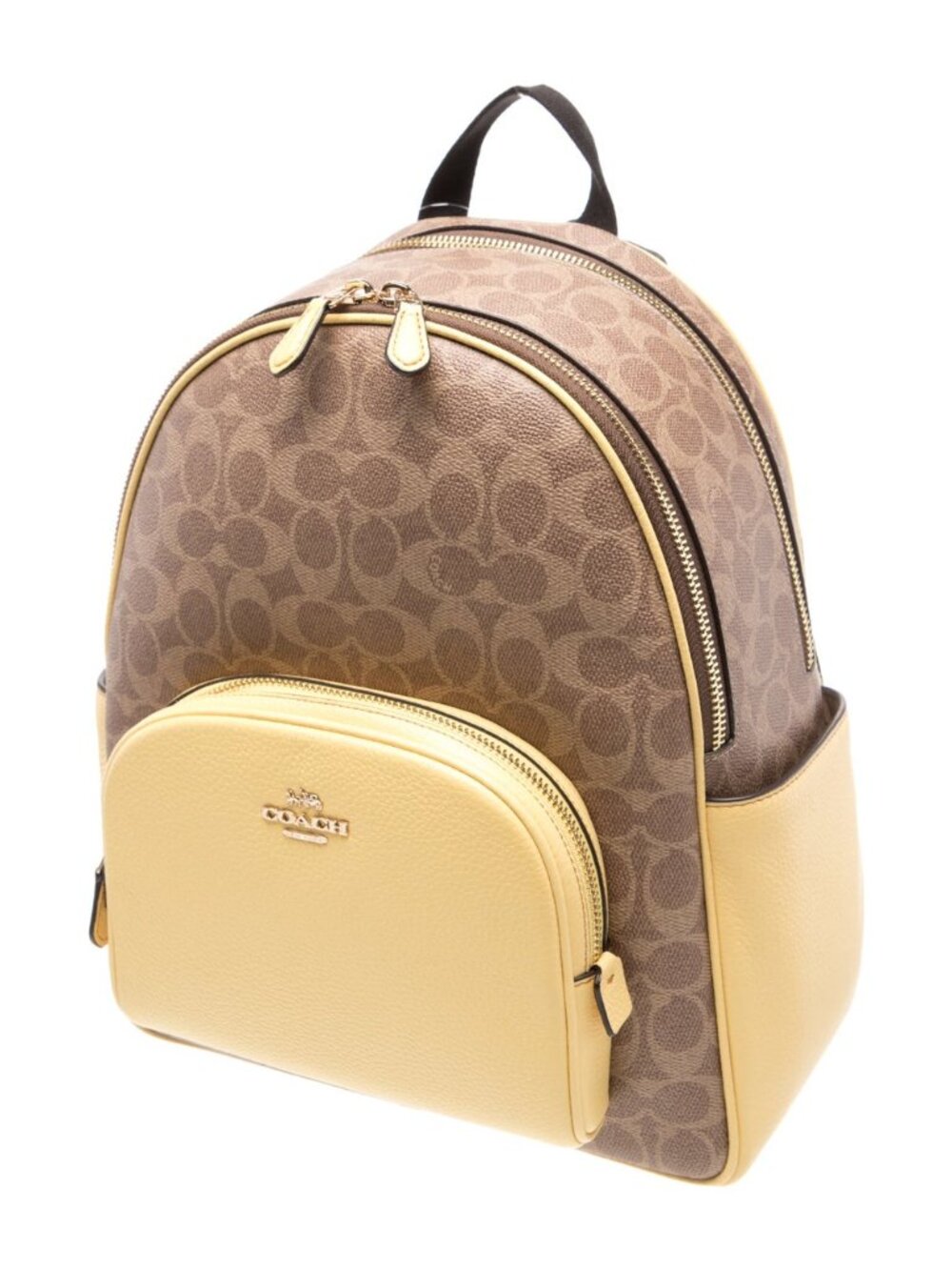 Coach Yellow & Brown Signature Court Backpack NWT $550 - Picture 2 of 5